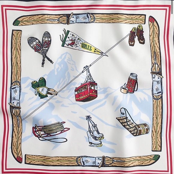 NWOT J.Crew Italian Silk Scarf Vail Colorado Square JCrew - Picture 1 of 5